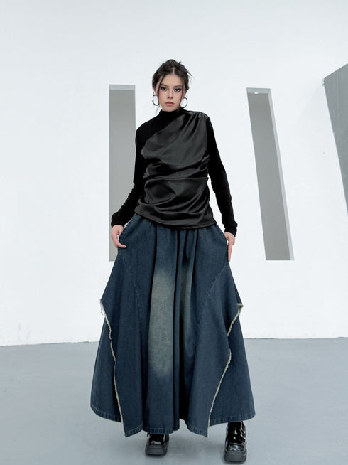 Draped Satin Mix Top